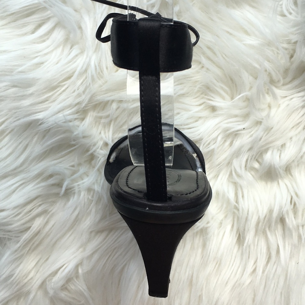 Tod’s Black Satin Ritz Ankle Strap Sandals Heels - Picture 3 of 16